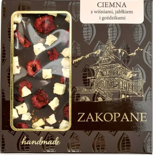 Zakopiańska ciemna czekolada z wiśniami, jabłkiem i goździkami 85g