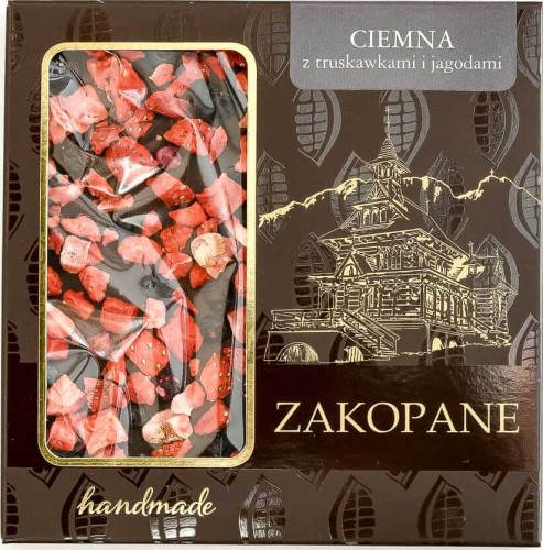 Zakopiańska ciemna czekolada z truskawkami i jagodami 85g