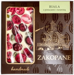 Zakopiańska biała czekolada z pistacjami i żurawiną 85G