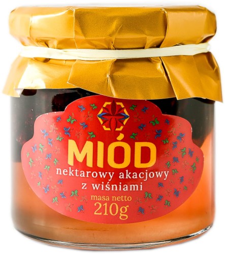 Zbójecki Miód nektarowy akacjowy z wiśniami 210g